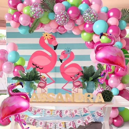 142Pcs Tropical Flamingo Balloons Garland Arch Kit