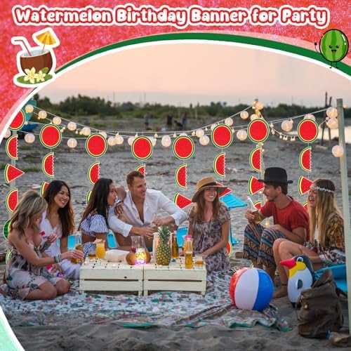 8 Pcs Watermelon Birthday Banner Decorations