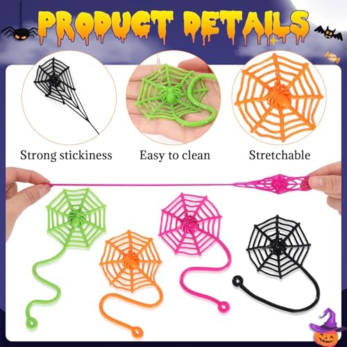 VICROIC 24PCS Sticky Spider Web Toy Set for Kids