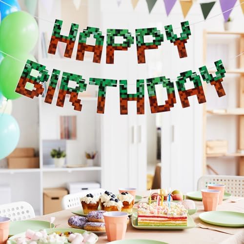 Miner Theme Happy Birthday Banner 10 Feet