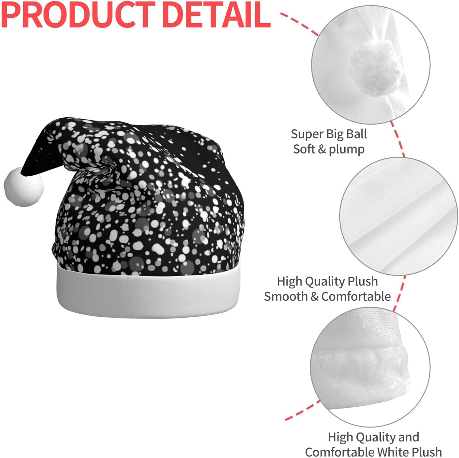 QINZHENG Personalized Santa Hat with Glitter Print