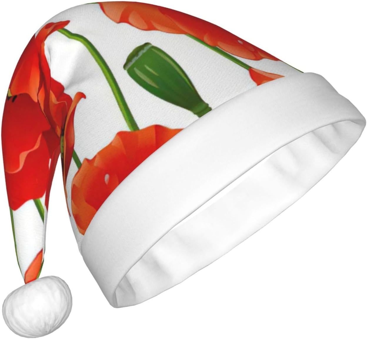 Personalized Flower Print Santa Hat for Women