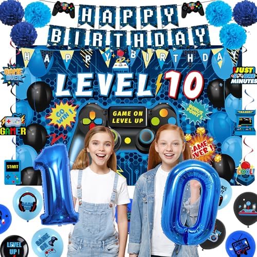 Vlipoeasn 10th Birthday Video Game Party Decorations