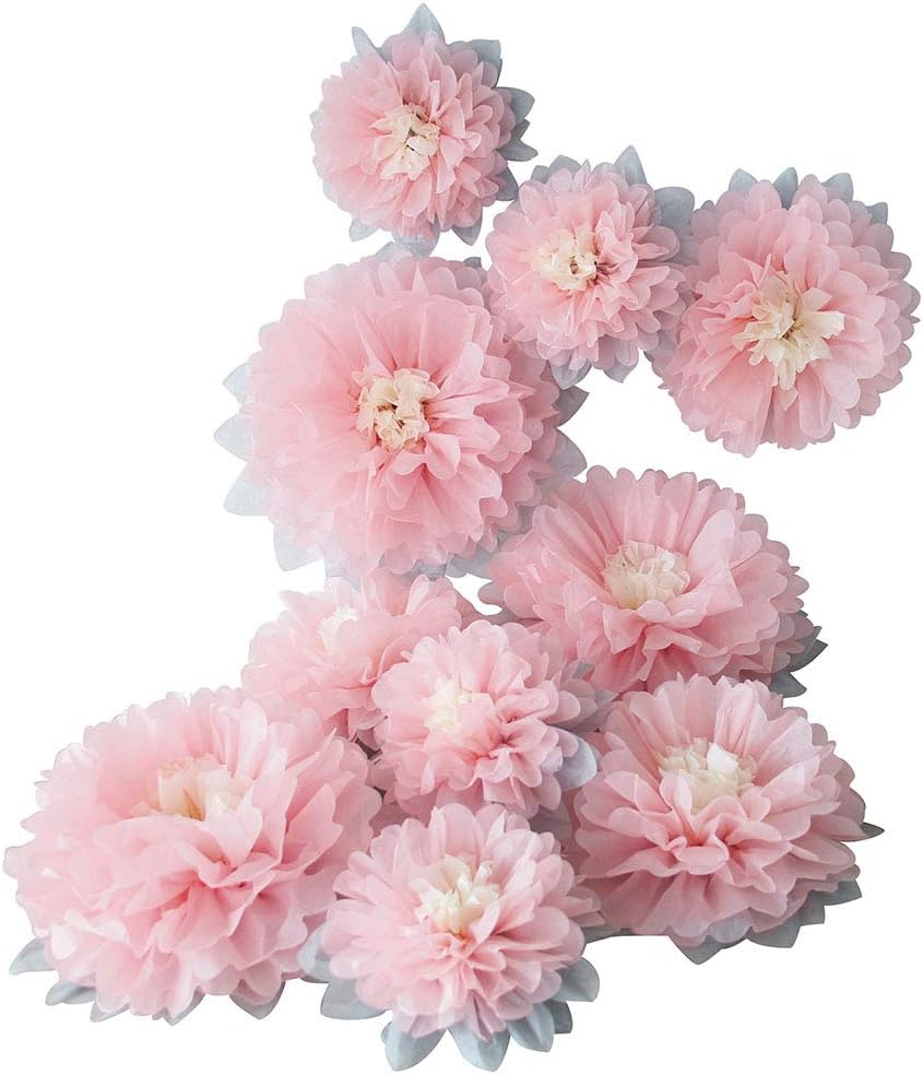 Mybbshower Paper Flower Decorations Pack of 9