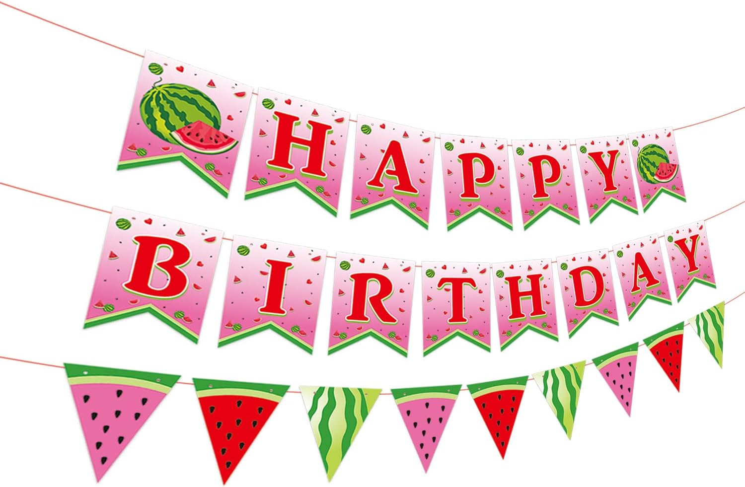 Watermelon Birthday Banner Happy Summer Party Decor
