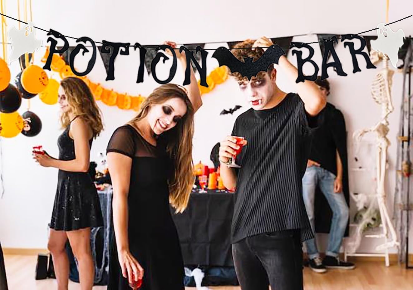 Black Glitter Potion Bar Halloween Banner