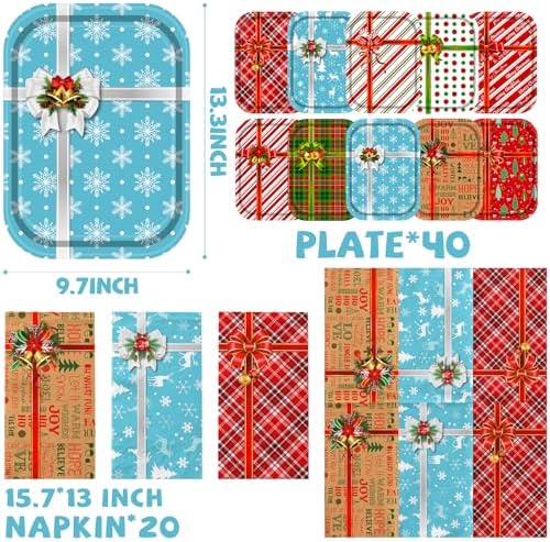 Juweked 60 Pc Christmas Paper Plates Napkins Set
