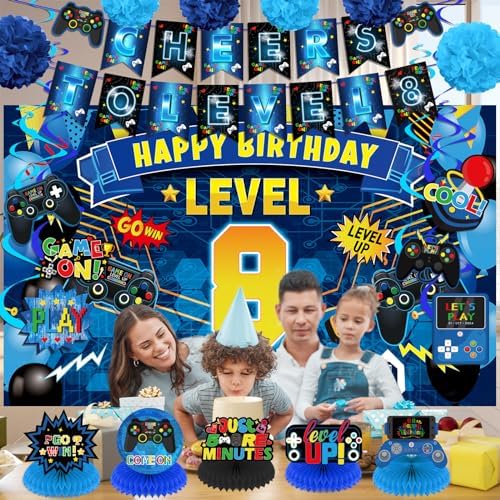 Video Game 8th Birthday Party Decorations Set
