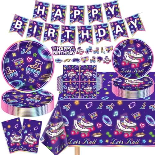 136 Pack Roller Skating Party Supplies for 40 Guests
