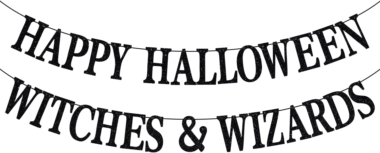 Happy Halloween Banner Witches Wizards Decor