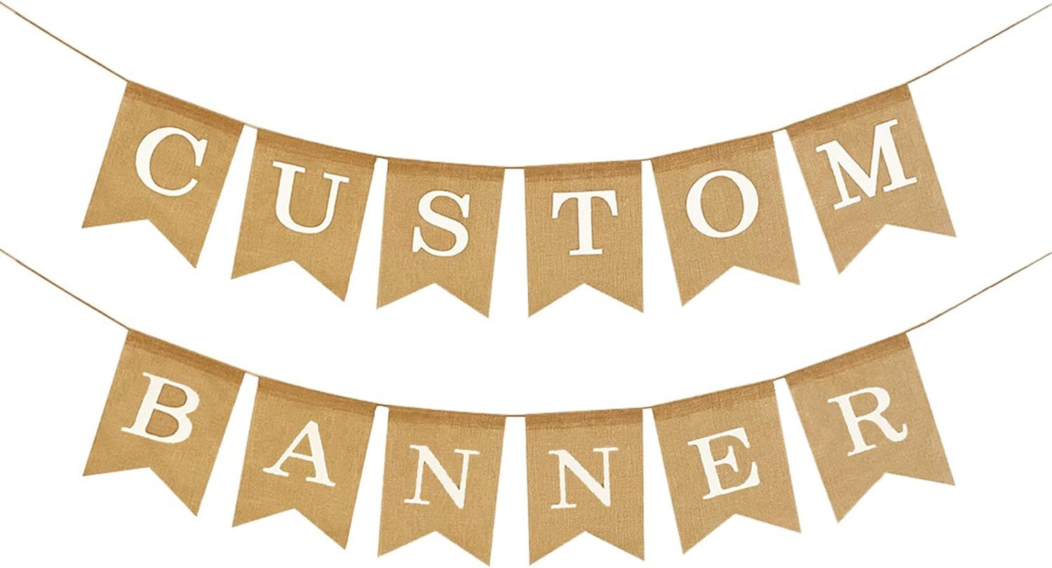 Custom Personalized Banner Durable Faux Burlap Party Decor
