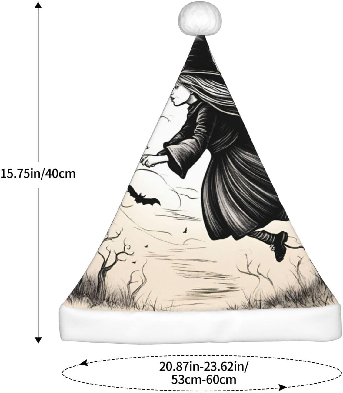 QinZheng Halloween Witch Flying Santa Hat for Women