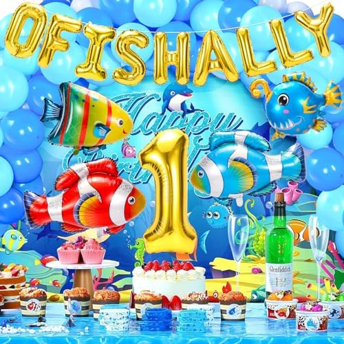 PHOGARY Fish Balloons for 1st Birthday Decorations