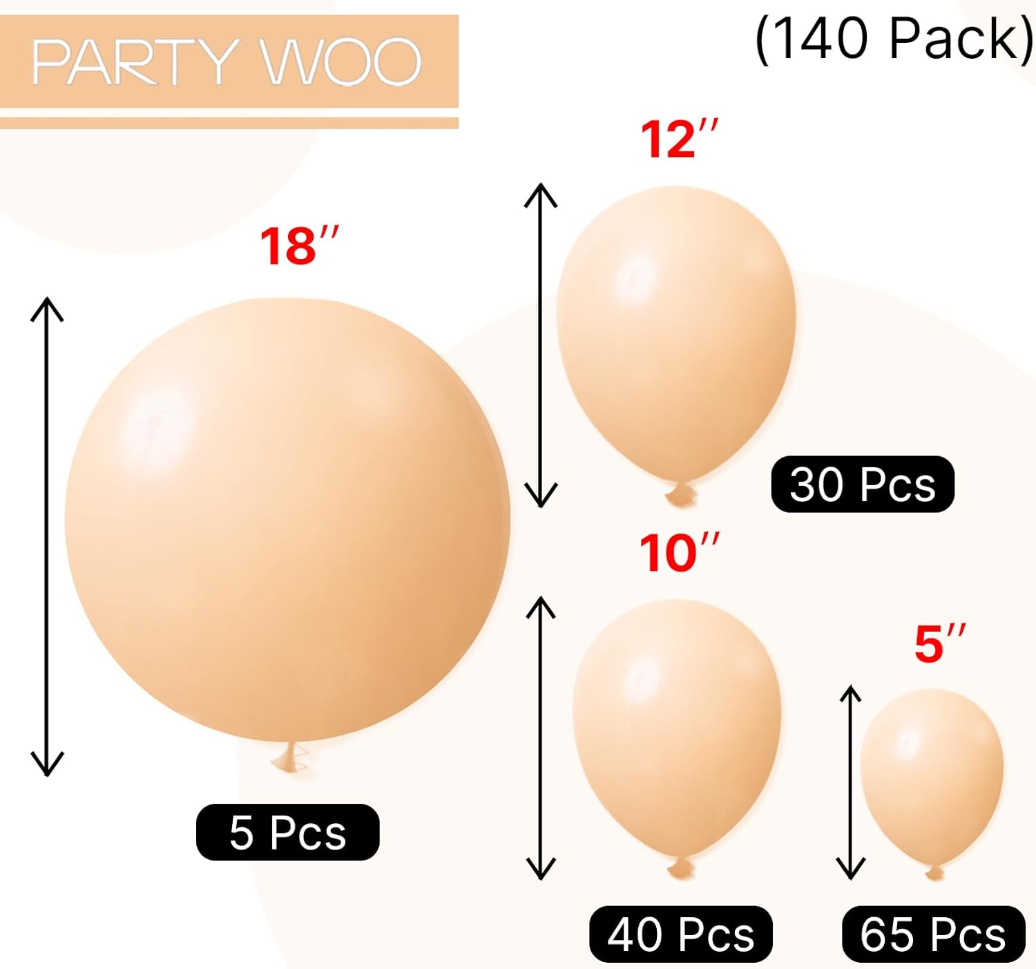 PartyWoo Apricot Balloons 140PCS for Party Decorations