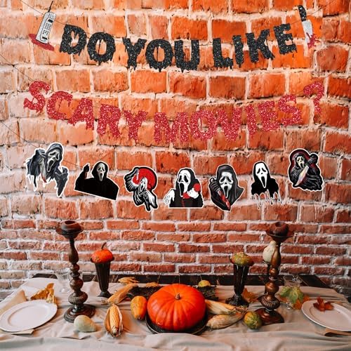 Scream Party Decorations with Glitter Banner and Garland