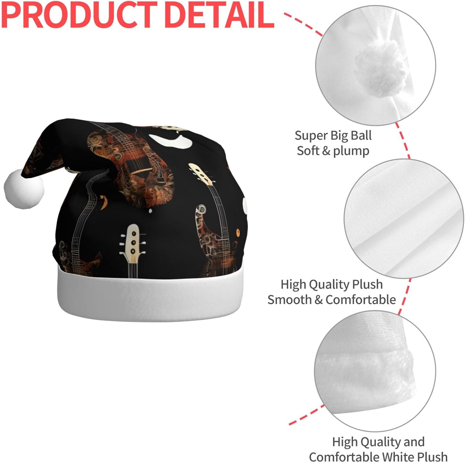 QINZHENG Art Guitar Santa Hat Christmas Decoration