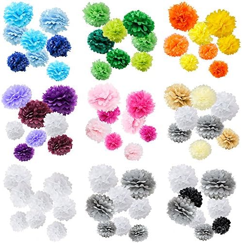WYZworks Set of 8 Pink Tissue Pom Poms Decorations