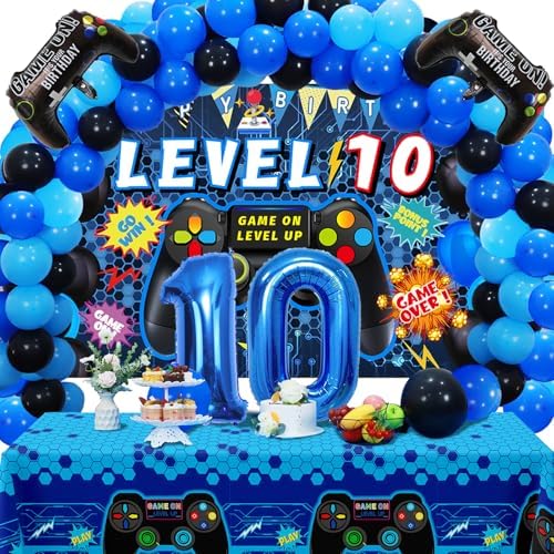 90PCS Blue 10th Birthday Video Game Decorations for Boys