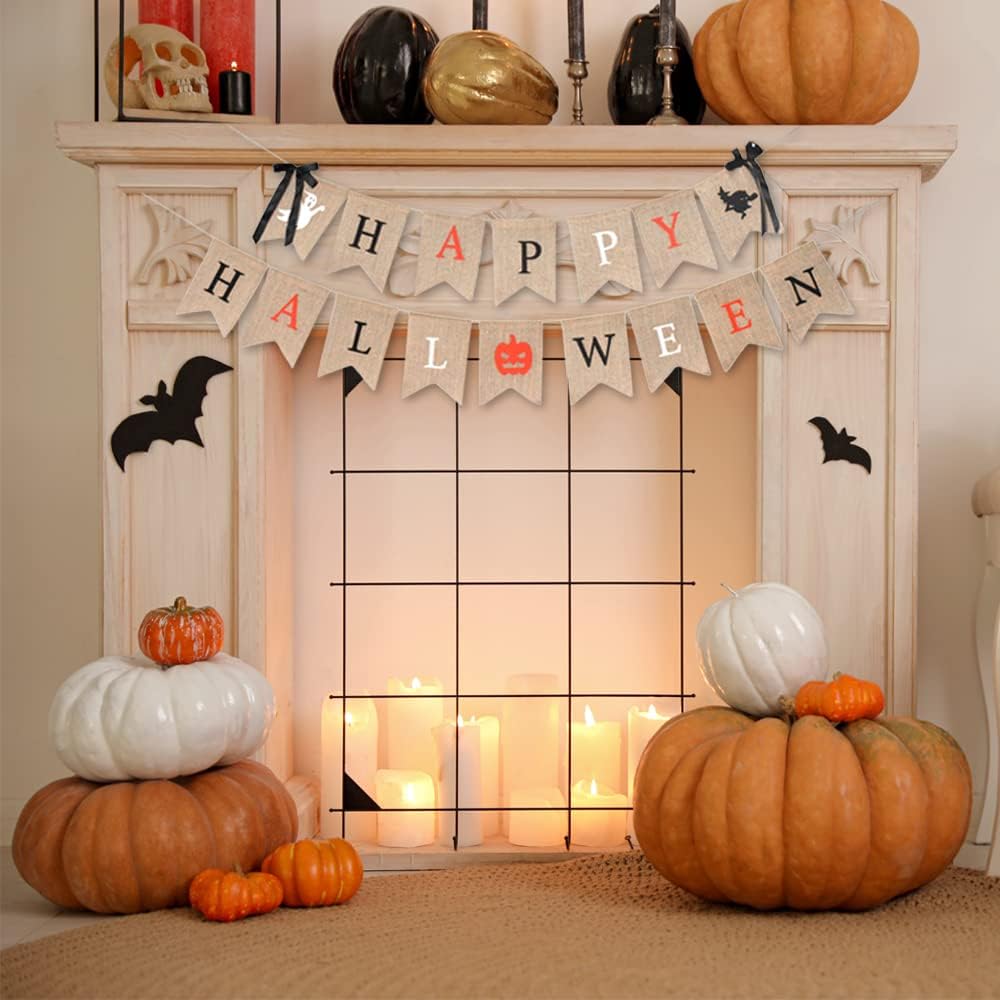 Mandala Crafts Happy Halloween Banner - 16 Letter Pennants Garland