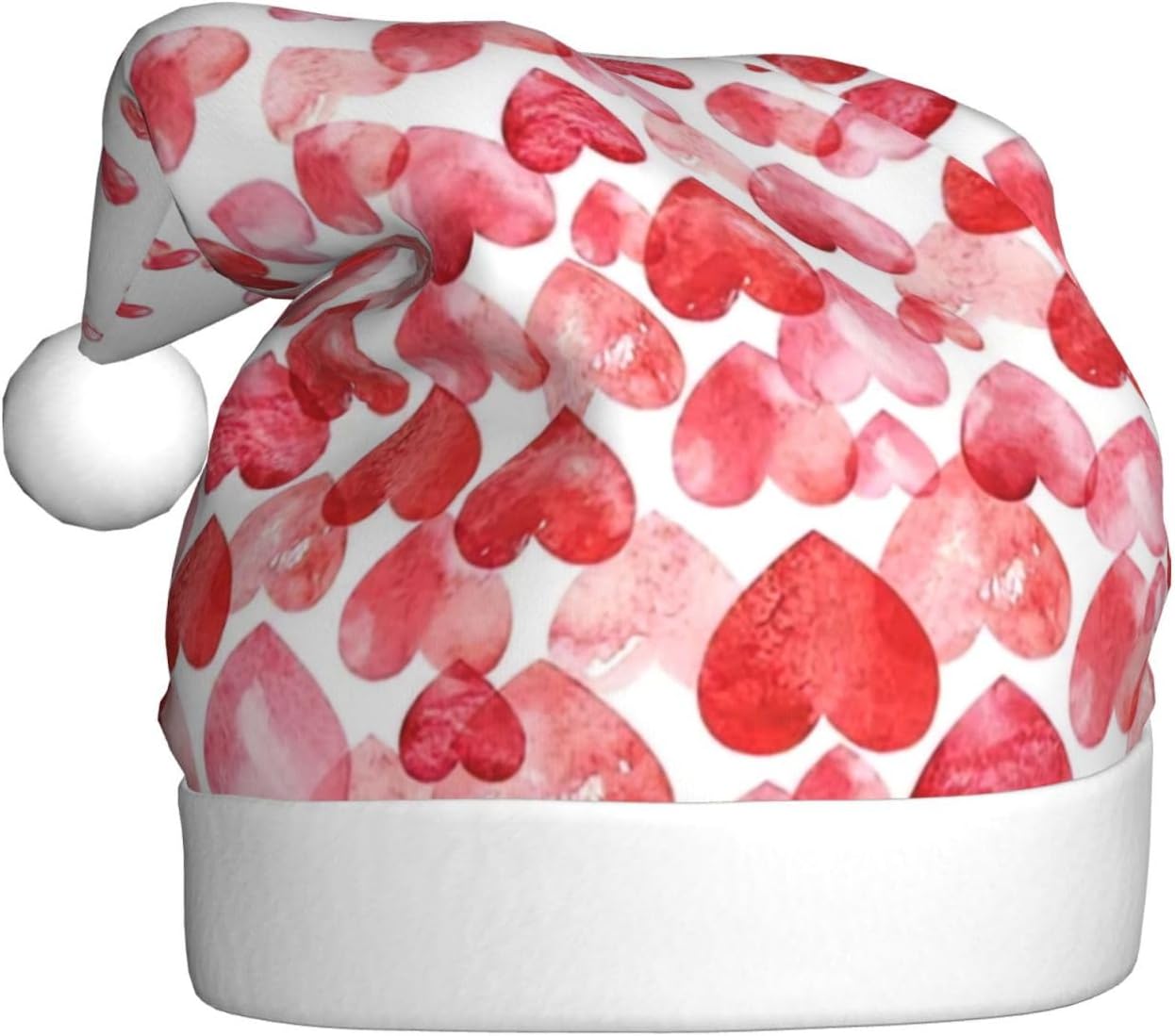 QINZHENG Falling Hearts Santa Hat for Women