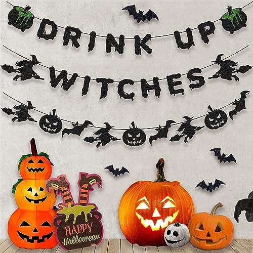 KOKAR Halloween Decorations - Witches Banner Garland with Bats Pumpkin