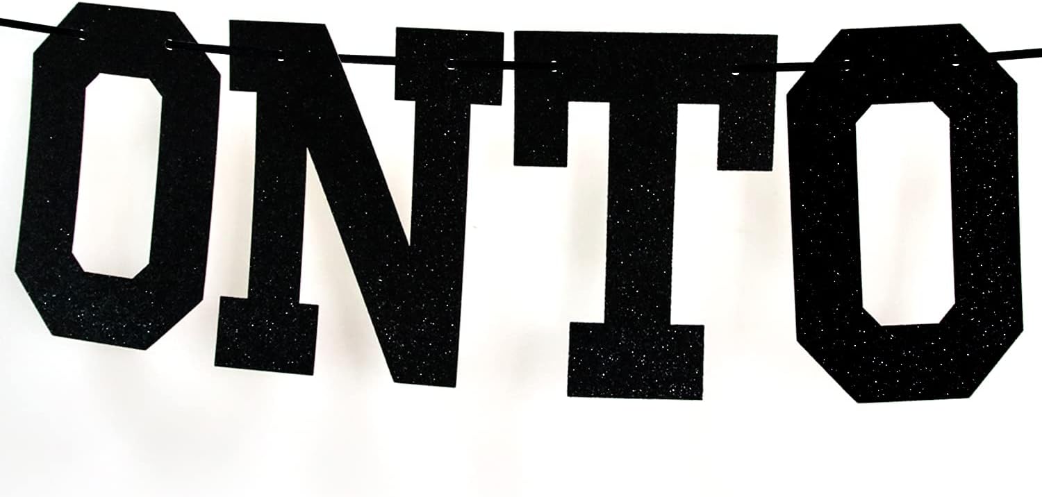 Onto The Next Chapter Banner Black Glitter