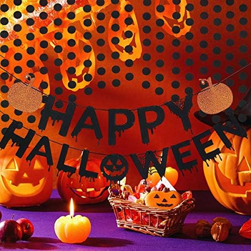Black Glittery Halloween Banner for Party Decorations