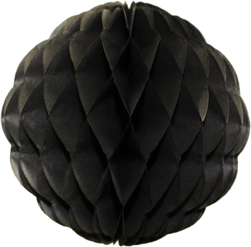 3-Pack 8 Inch Black Honeycomb Tissue Ball Party Decoration