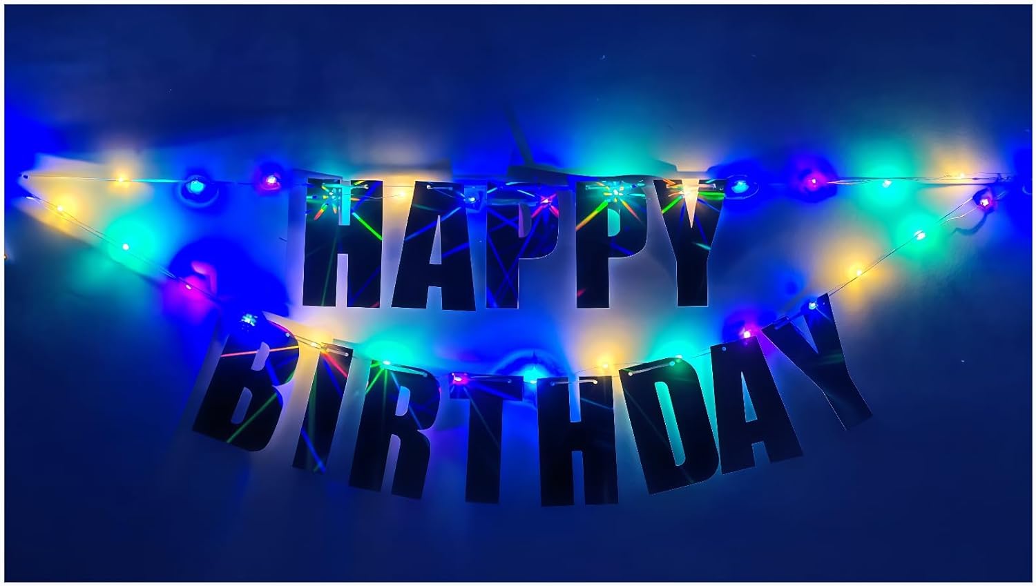 13ft Waterproof LED Birthday Banner with Iridescent Letters
