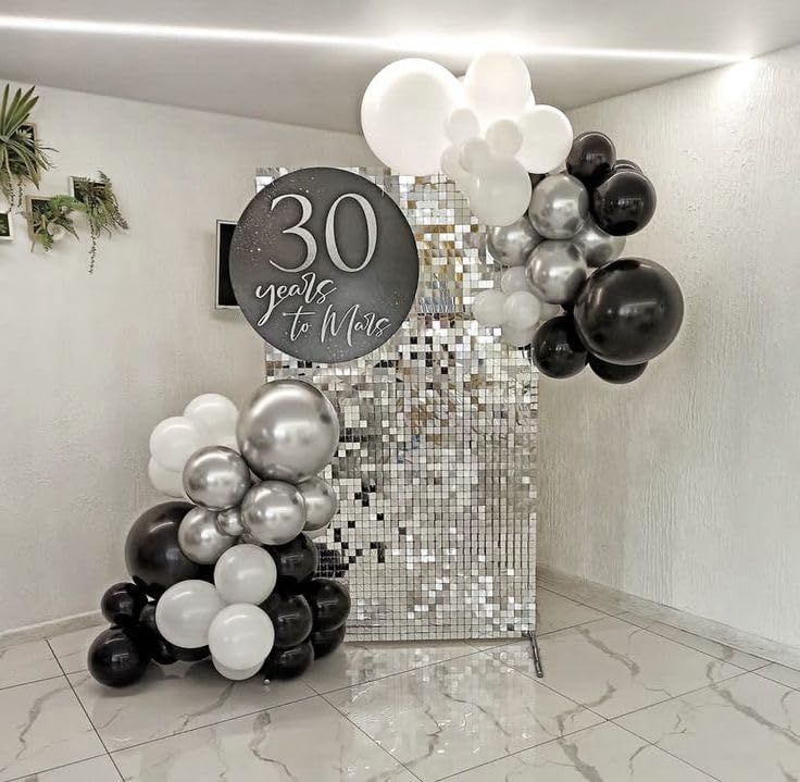 Black and Silver Balloons 60pcs 12 Inch Party Decorations