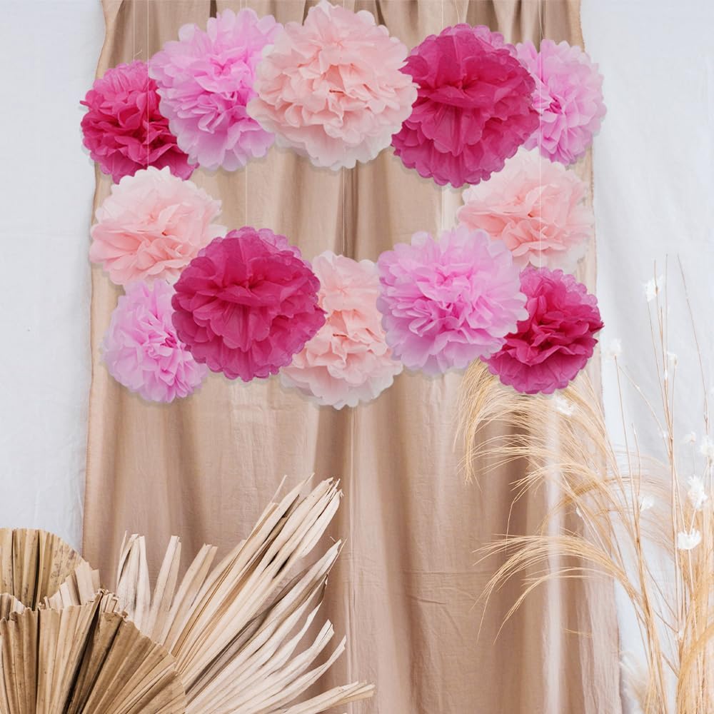 Hocansen 18PCS Paper Lanterns Pom Poms Decor Set