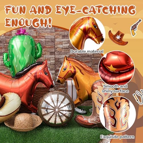 12 Pcs Western Balloons for Cowboy Party Decor