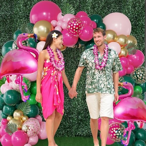 156Pcs Tropical Flamingo Balloon Garland Kit