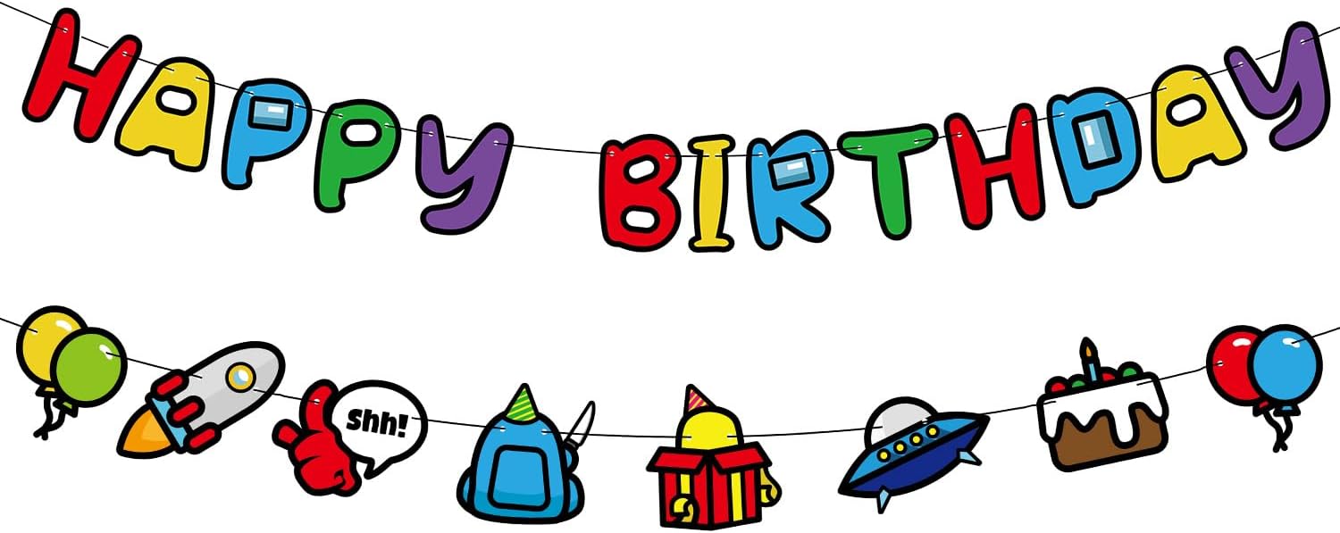 Space Happy Birthday Banner for Boys Party Decorations