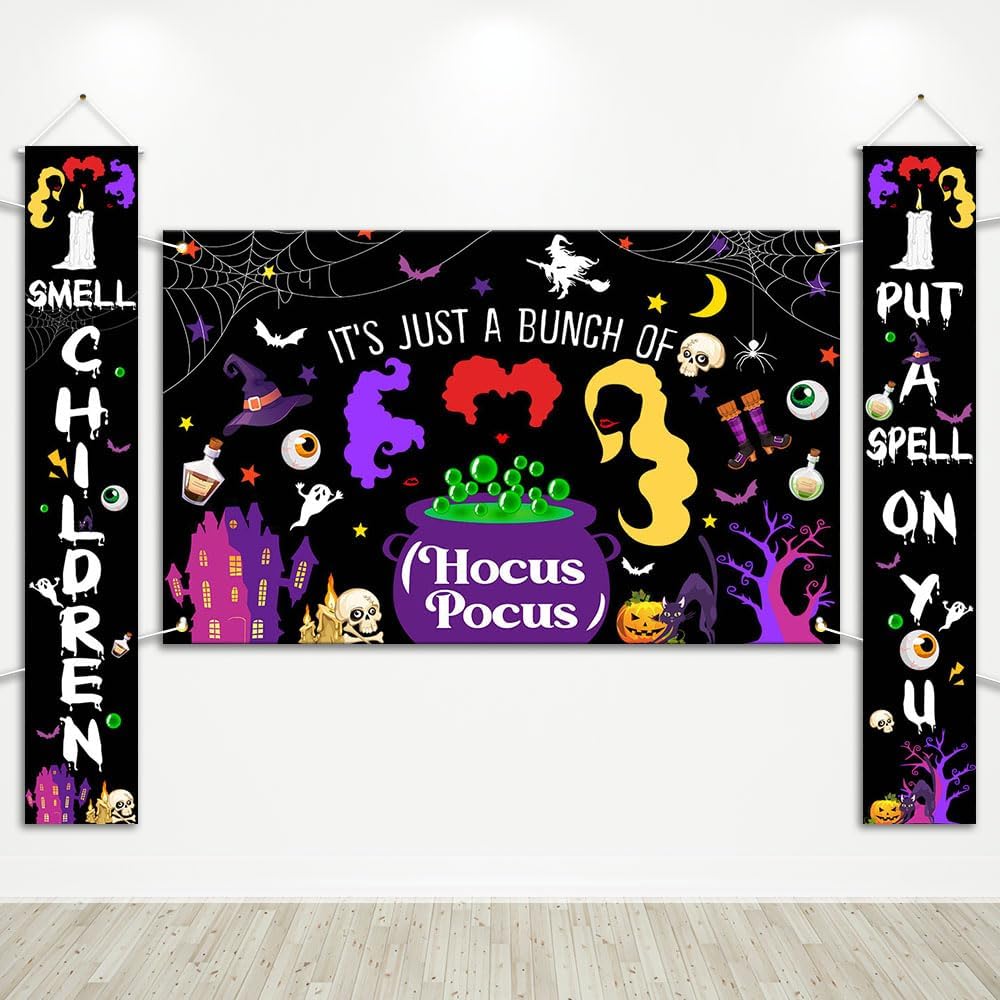 Avezano Hocus Pocus Halloween Decorations 3pcs Witches Banners