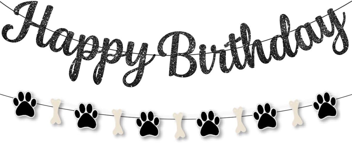 Dog Paw Happy Birthday Banner Decorations