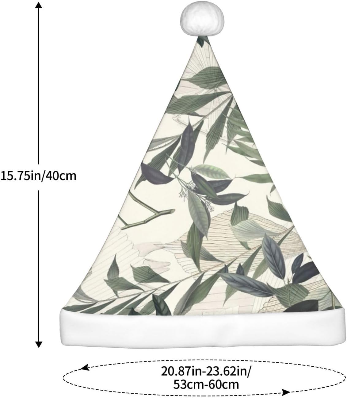 QINZHENG Personalized Santa Hat with Palm Tree Leaves Design