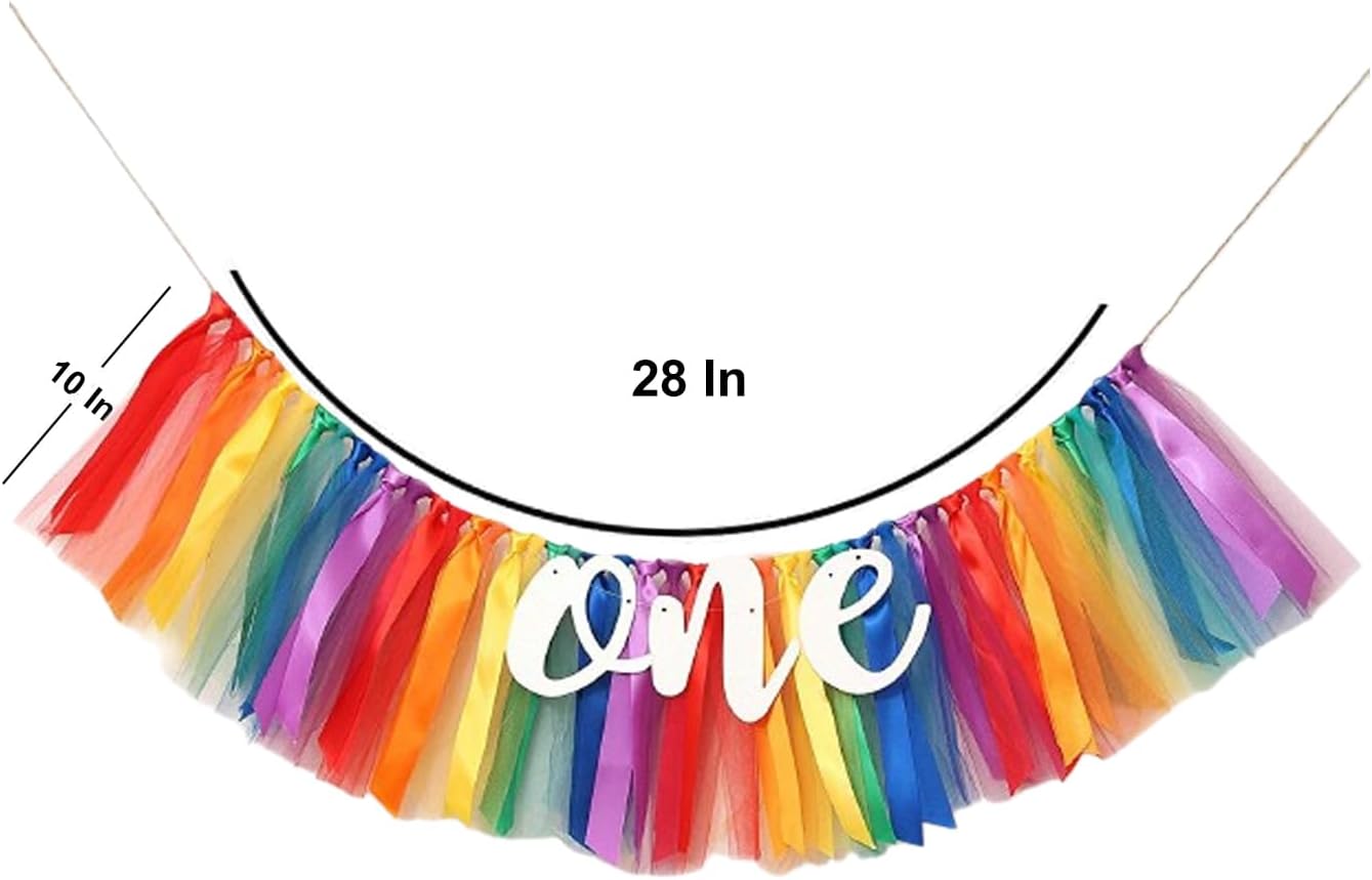 Rainbow High Chair Banner for 1st Birthday Party