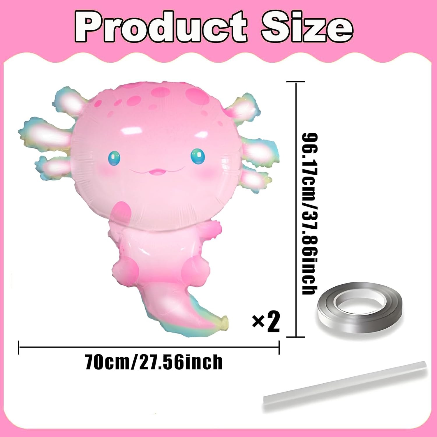 2pcs Axolotl Foil Balloons Birthday Party Decor