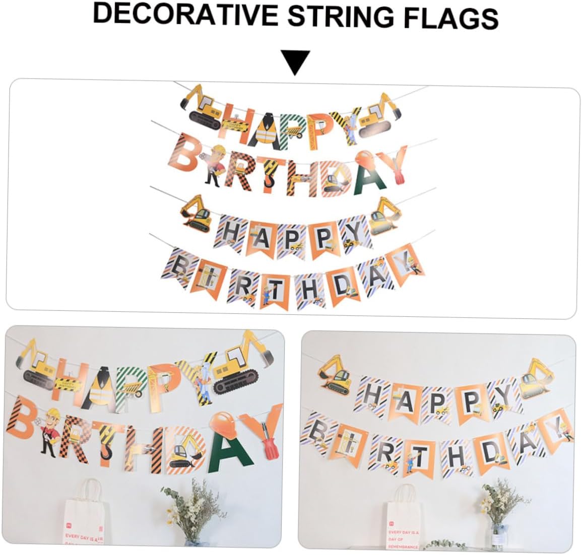 2pcs Excavator Themed Birthday Banners for Boys and Girls