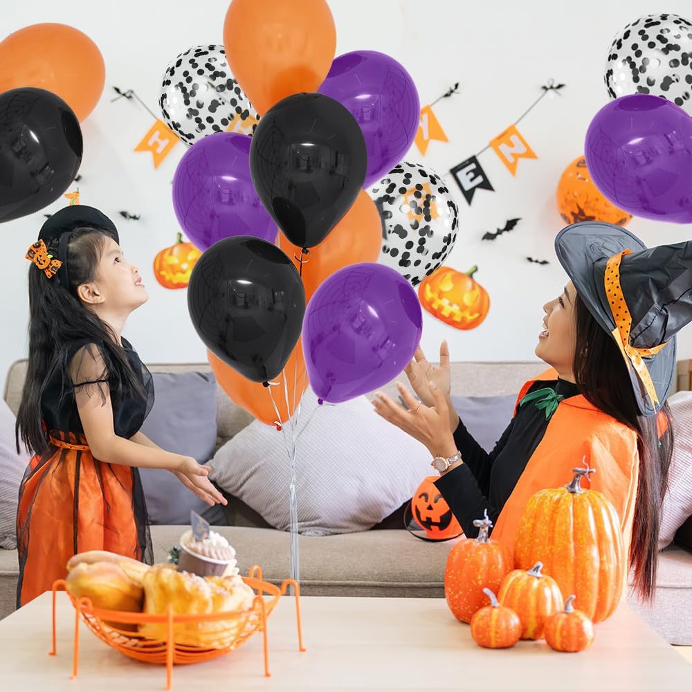 70pcs Orange Purple Black Balloons for Halloween Party Decorations