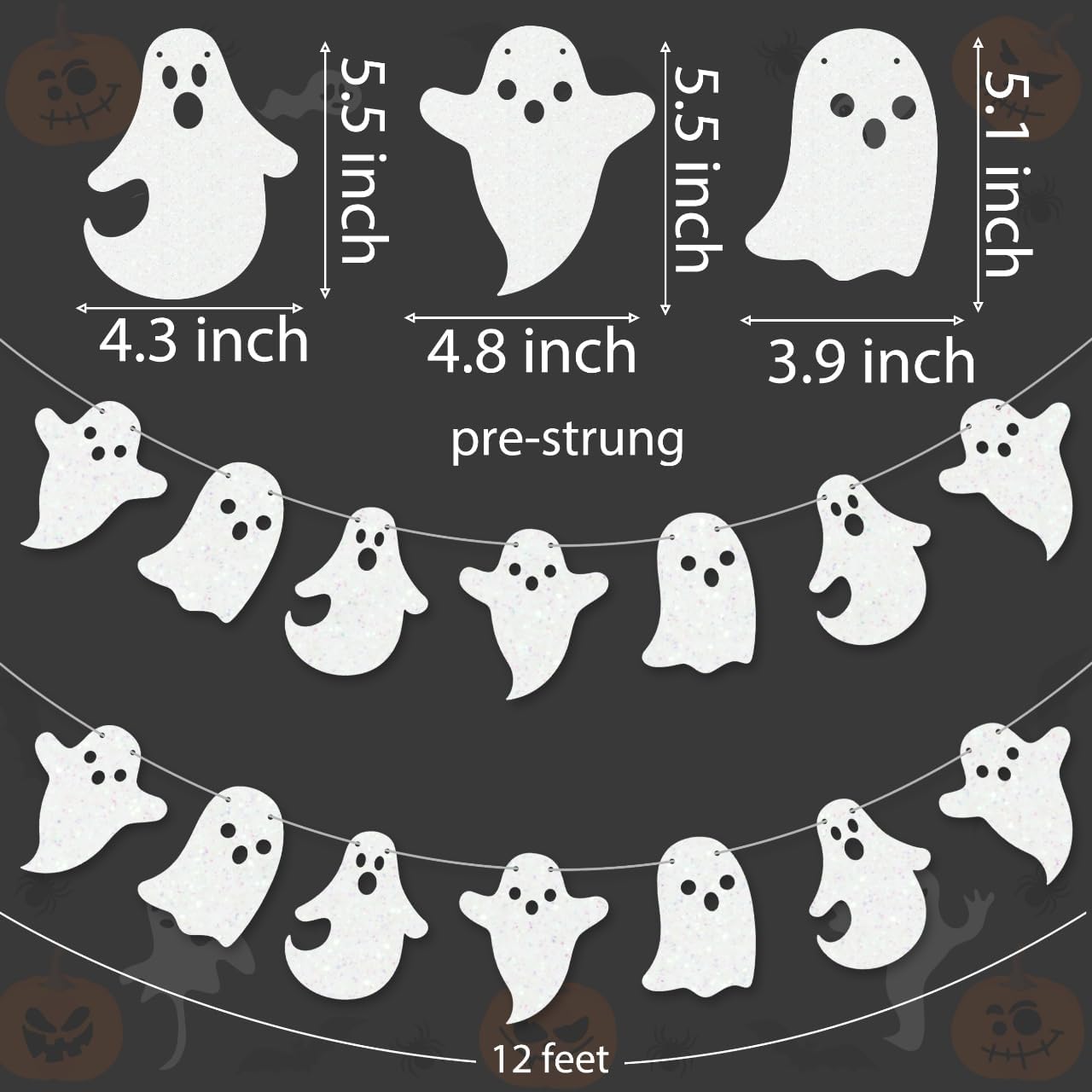 2pcs Halloween Ghost Banners for Haunted House Decor
