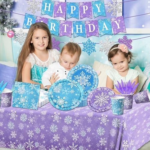 143pcs Snowflake Themed Party Set for Winter Birthday