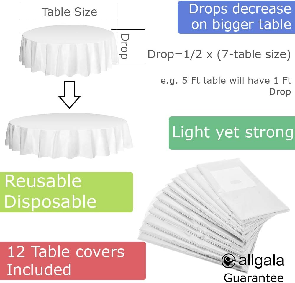 Allgala Premium White Table Cover 12pk 84 Round