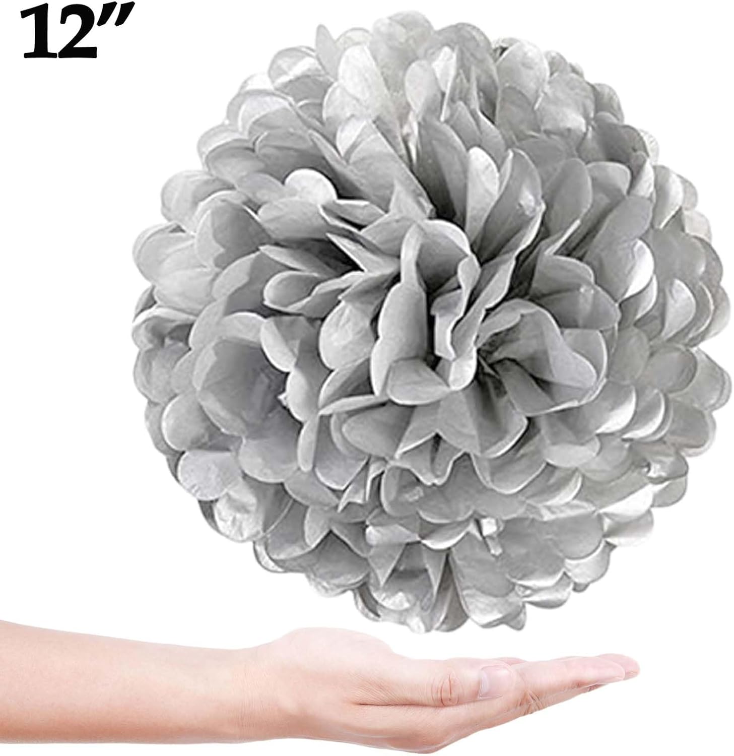 Navy Blue and Silver Tissue Paper Pom Poms Flower Set 28PCS