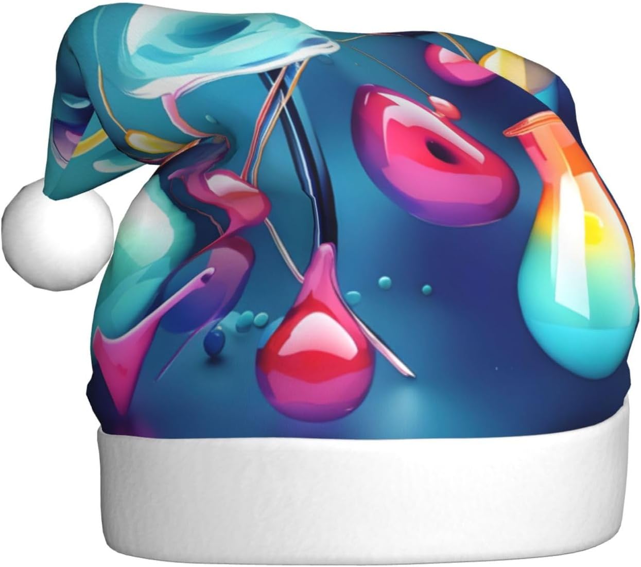 QINZHENG 3D Print Santa Hat with Abstract Science Design