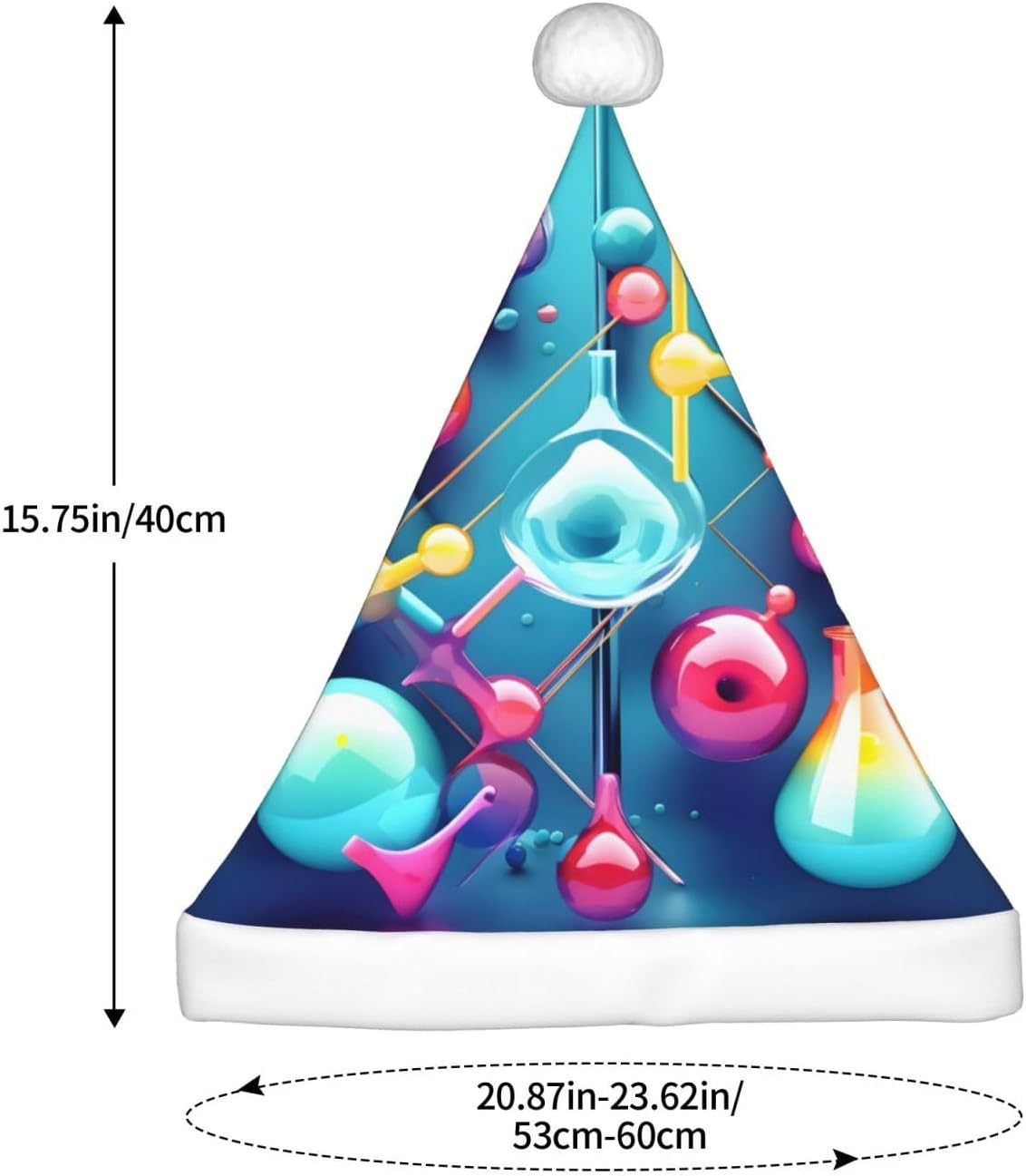 QINZHENG 3D Print Santa Hat with Abstract Science Design