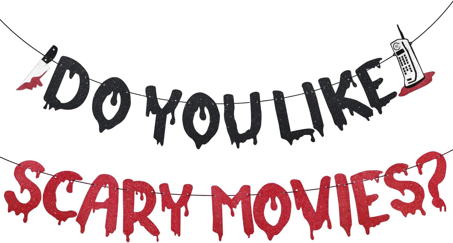 Halloween Banner with Glittery Scary Movies Design