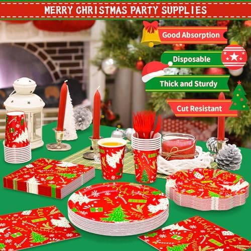 DYLIVeS Christmas Tree Party Supplies Set 24 Guests
