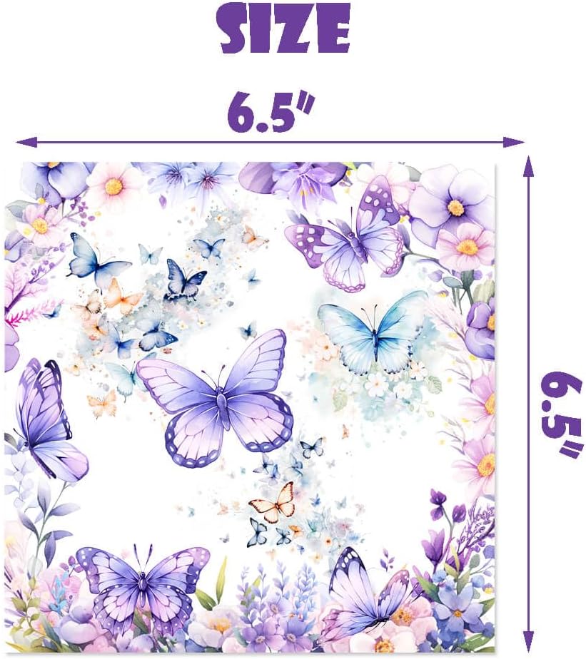 Vetwo Butterfly Birthday Party Paper Napkins 60pcs